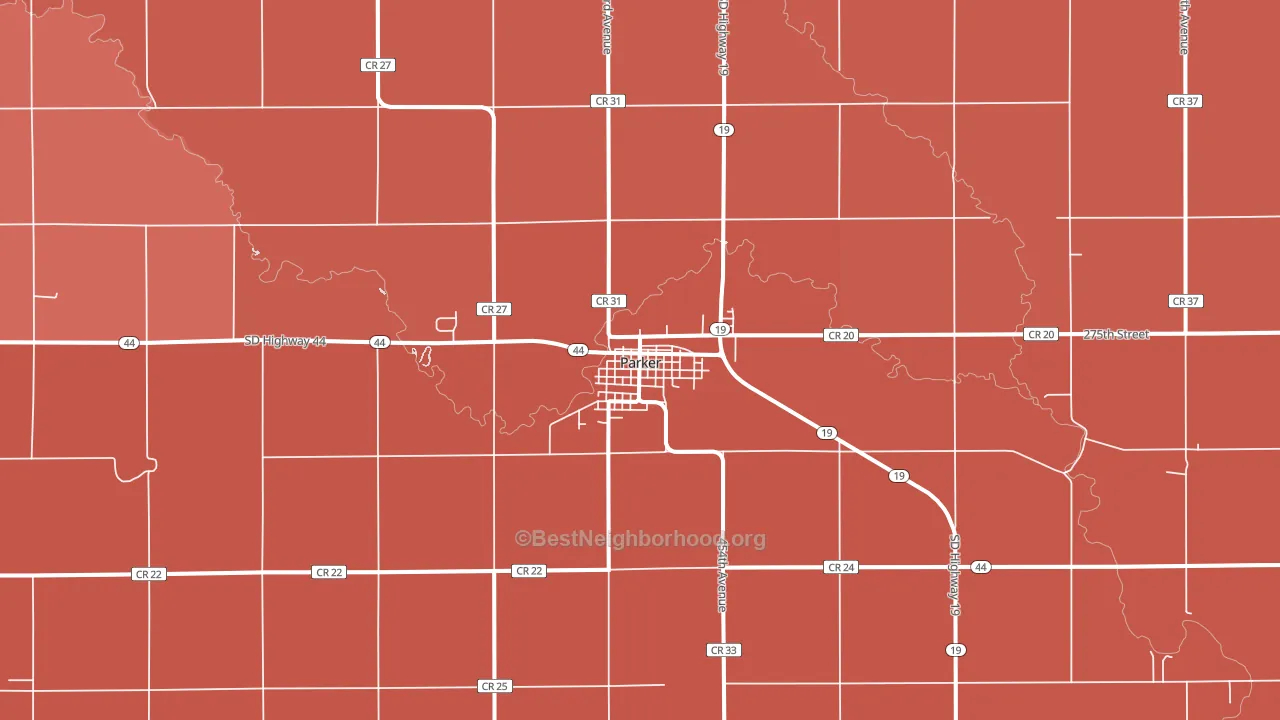 Parker, SD block-group political-lean map