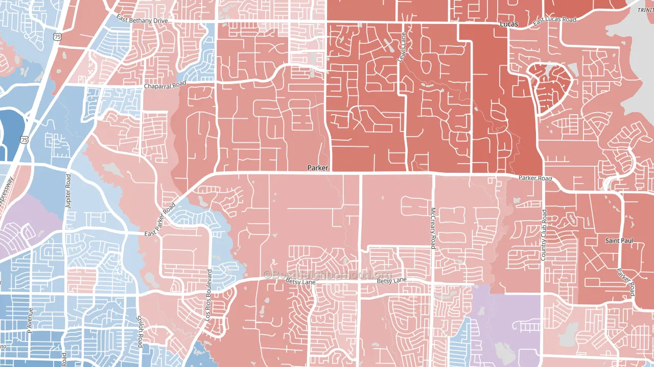 Parker, TX block-group political-lean map