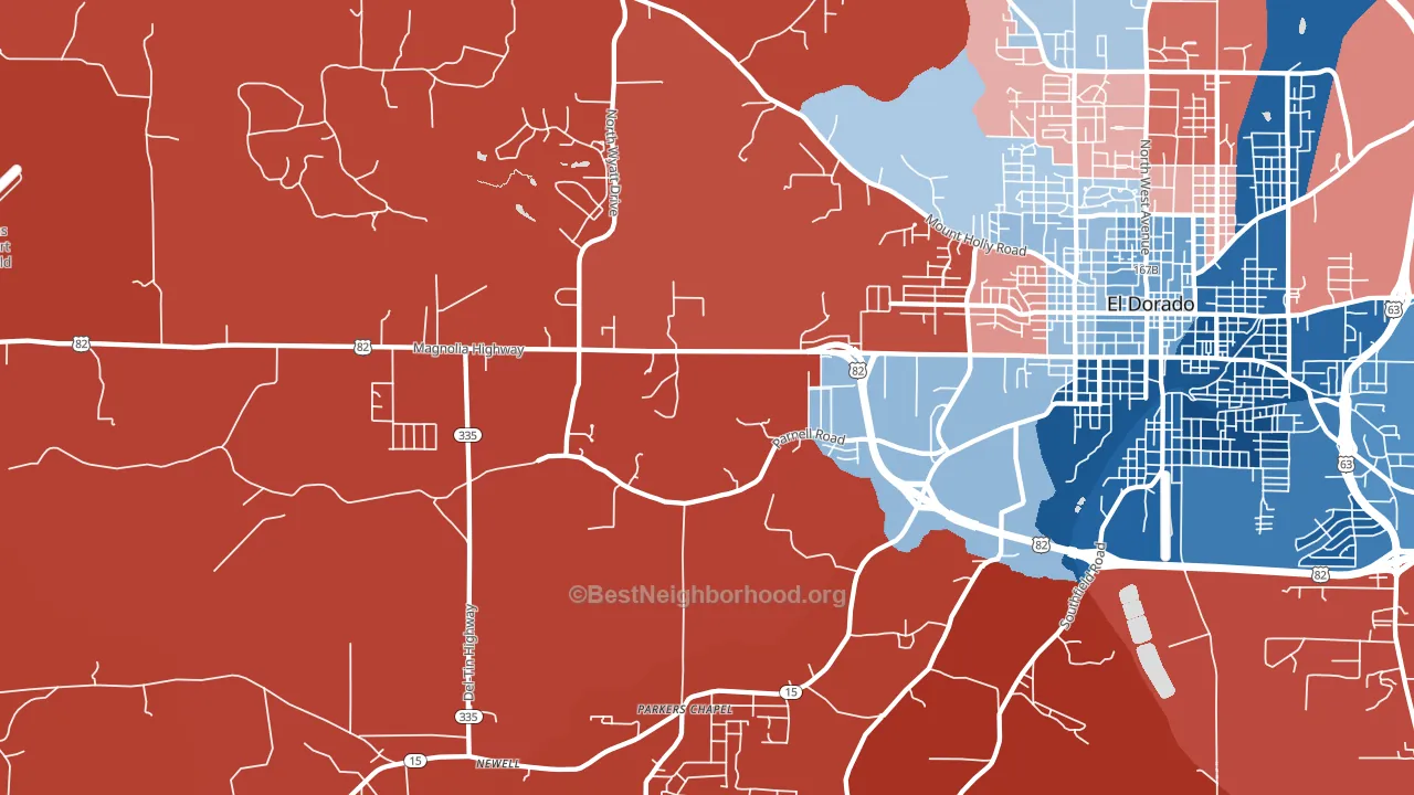 Parkers Chapel, AR block-group political-lean map