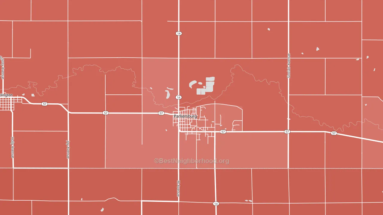 Parkersburg, IA block-group political-lean map