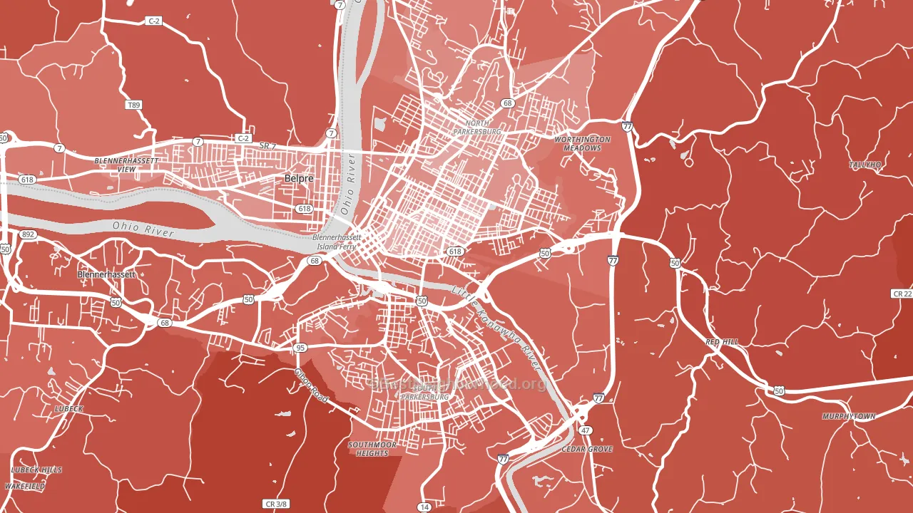 Parkersburg, WV block-group political-lean map