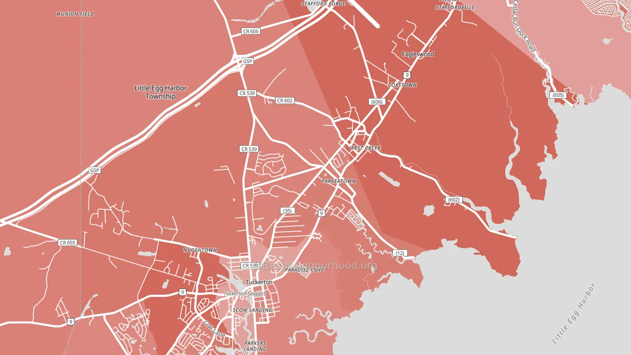 Parkertown, NJ block-group political-lean map