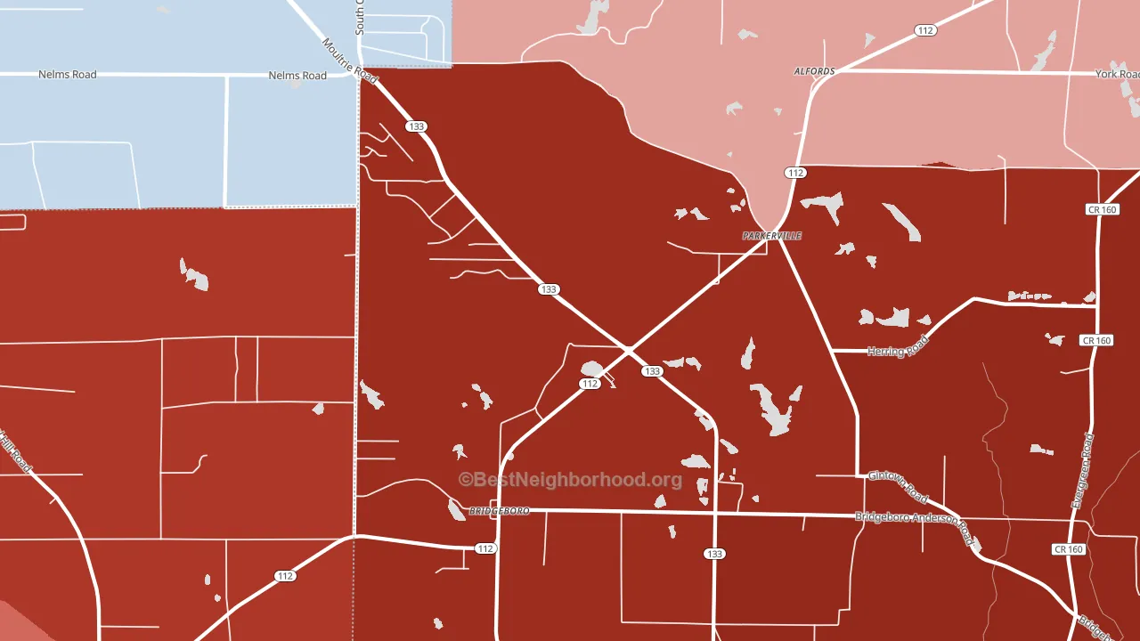 Parkerville, GA block-group political-lean map