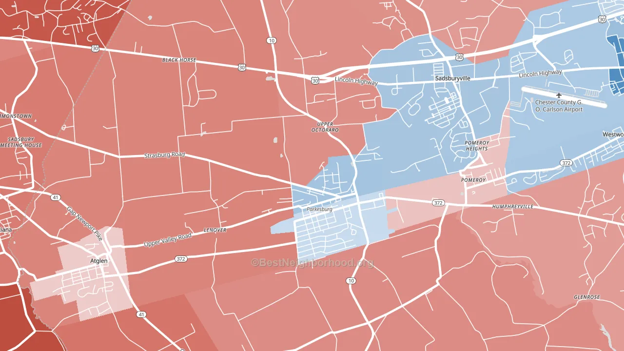 Parkesburg, PA block-group political-lean map