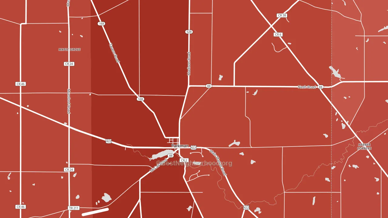 Parkman, OH block-group political-lean map