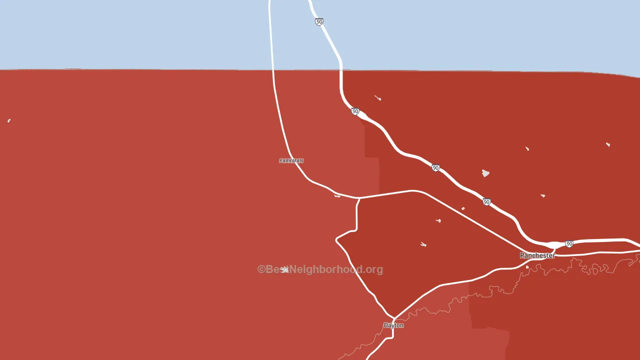 Parkman, WY block-group political-lean map