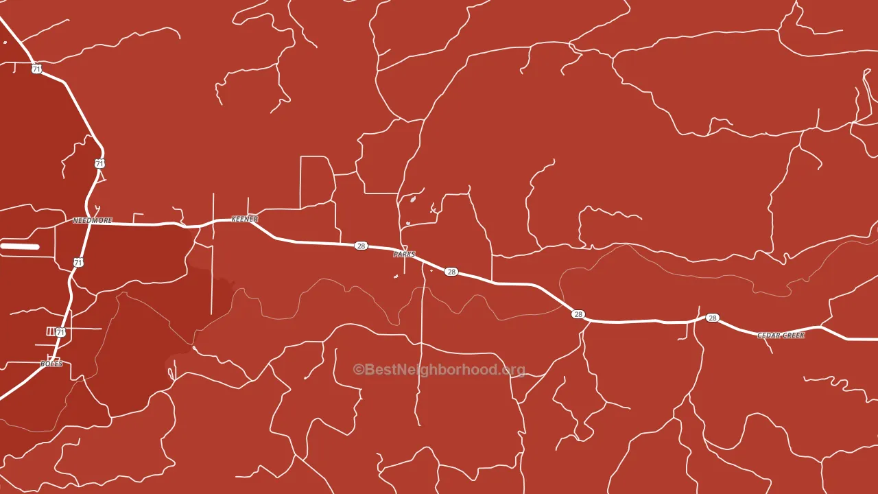 Parks, AR block-group political-lean map