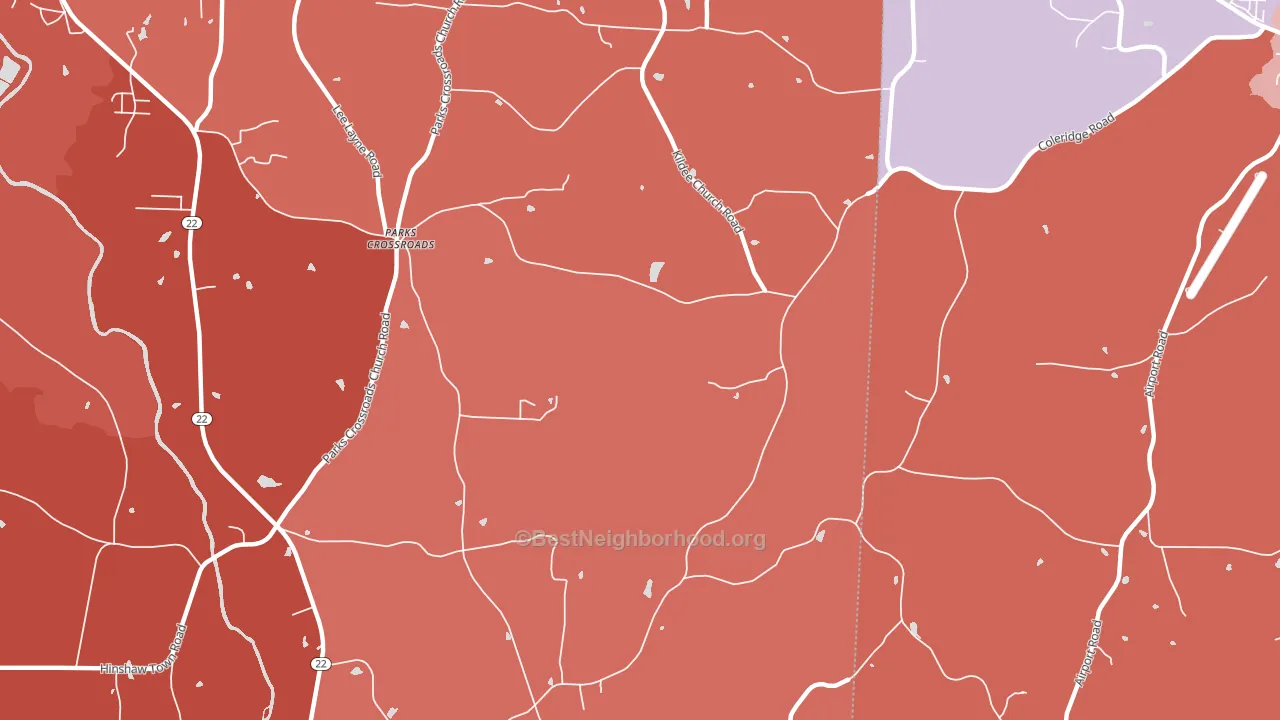 Parks Crossroads, NC block-group political-lean map