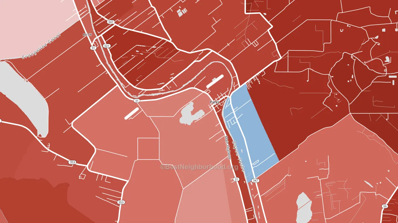 Parks, LA block-group political-lean map