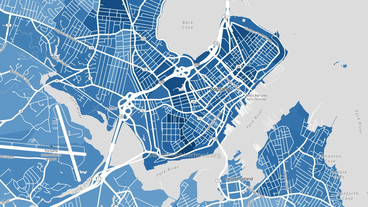 Parkside, Portland, ME block-group political-lean map