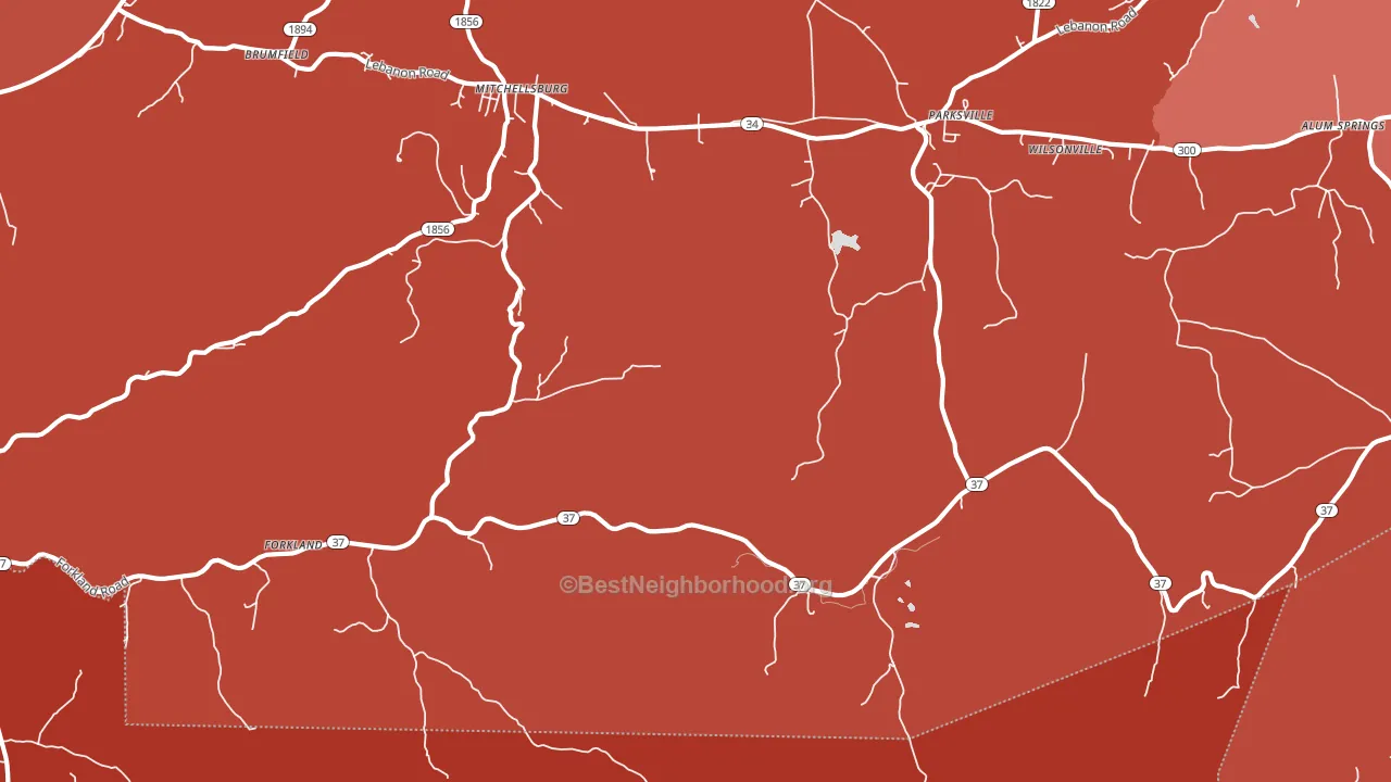 Parksville, KY block-group political-lean map