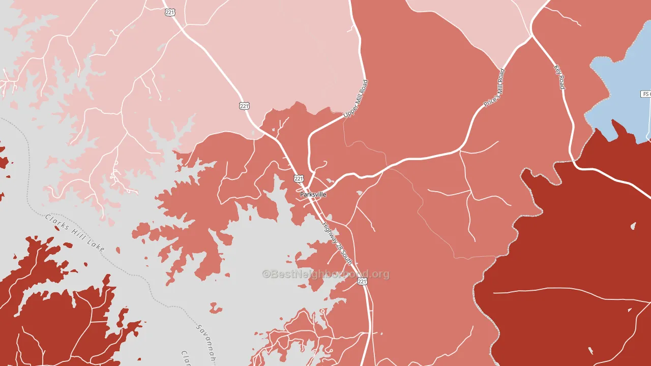 Parksville, SC block-group political-lean map