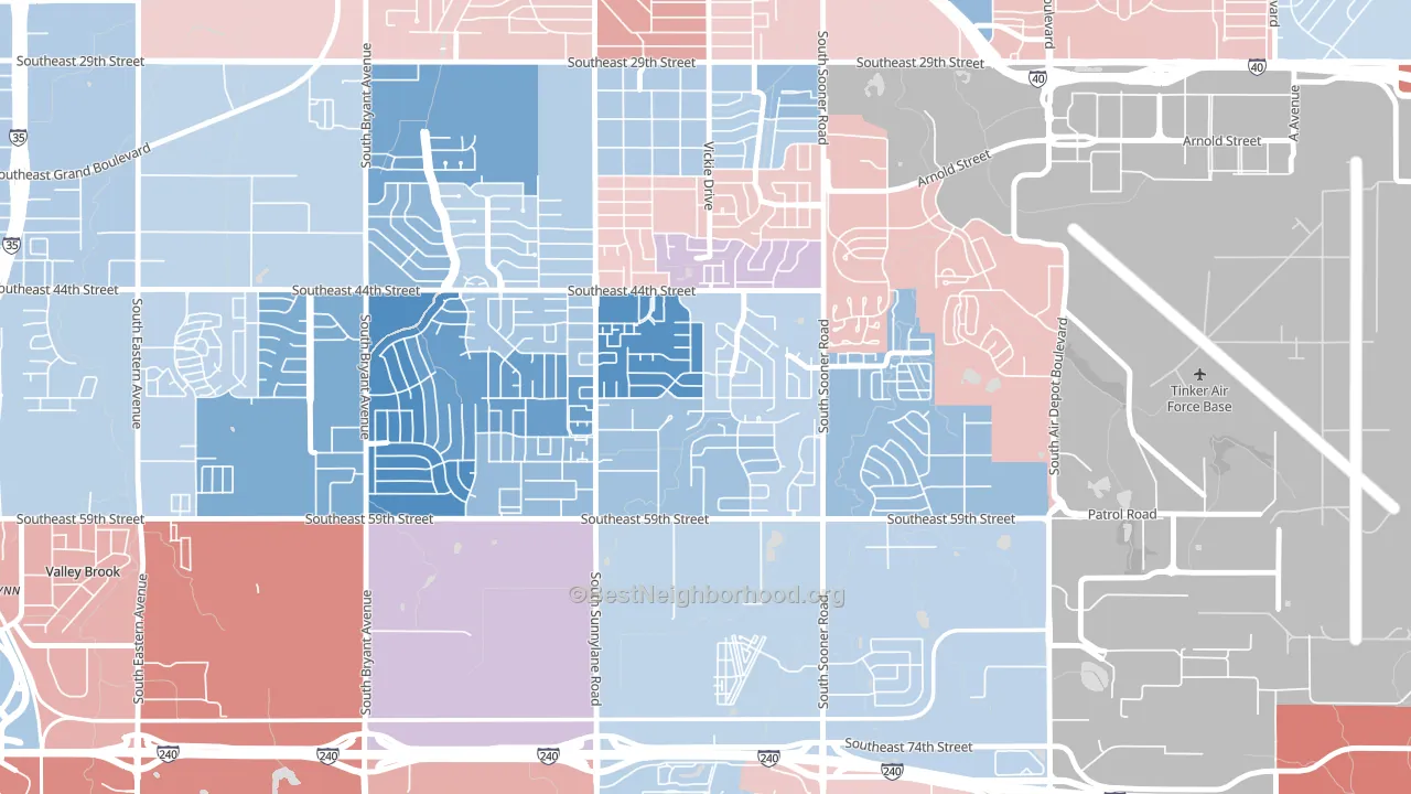 Parkview, Oklahoma City, OK block-group political-lean map
