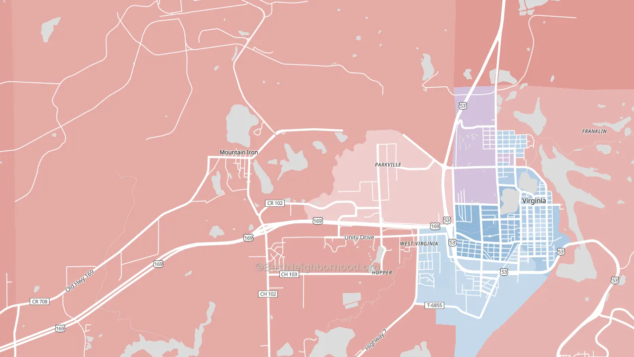 Parkville, MN block-group political-lean map
