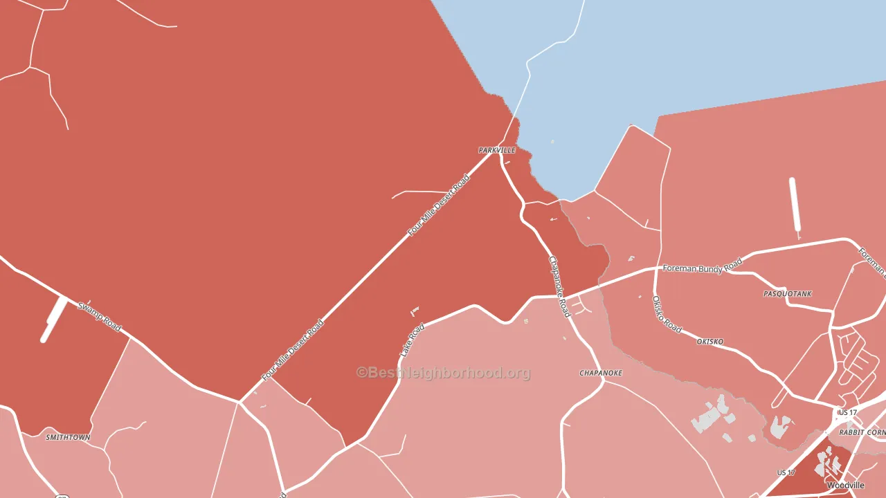 Parkville, NC block-group political-lean map