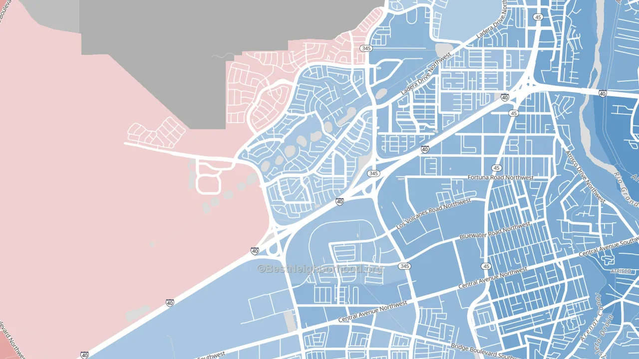 Parkway, Albuquerque, NM block-group political-lean map