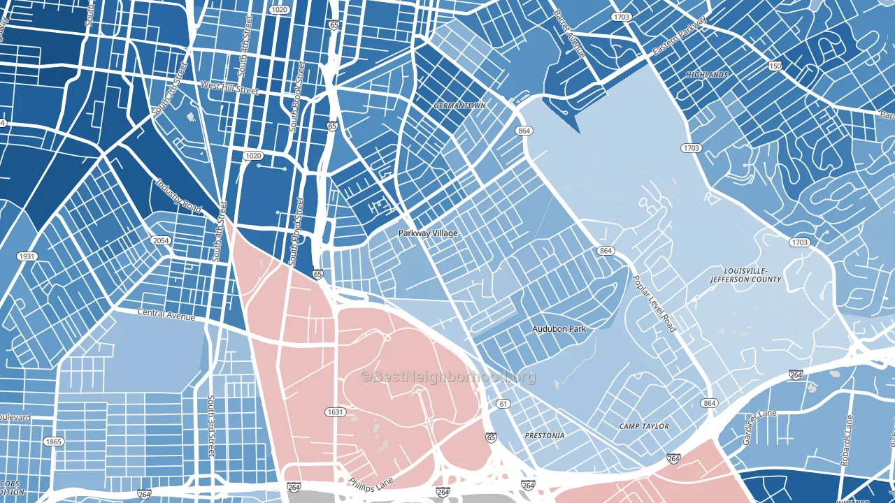 Parkway Village, KY block-group political-lean map