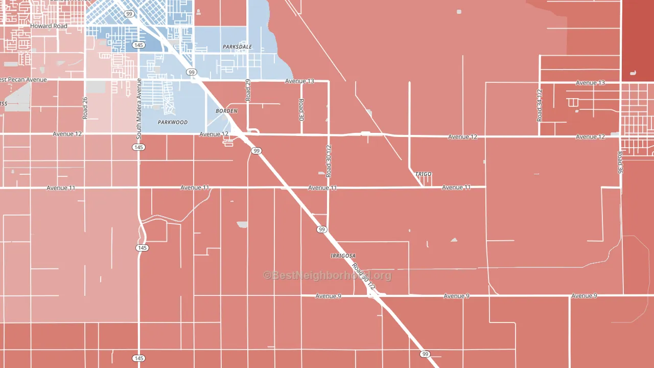 Parkwood, CA block-group political-lean map