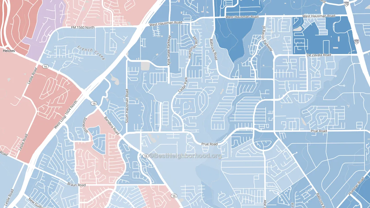Parkwood Maintenance, San Antonio, TX block-group political-lean map