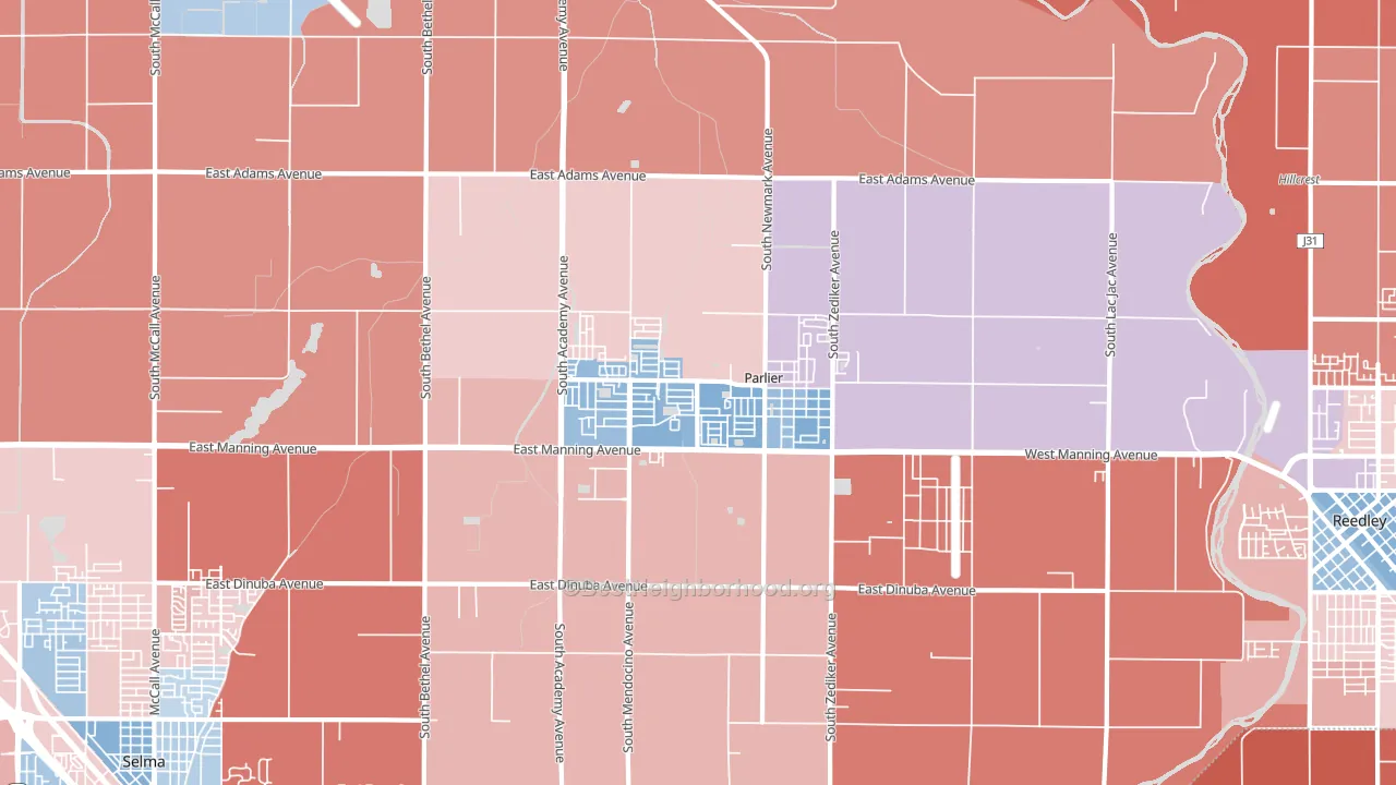 Parlier, CA block-group political-lean map