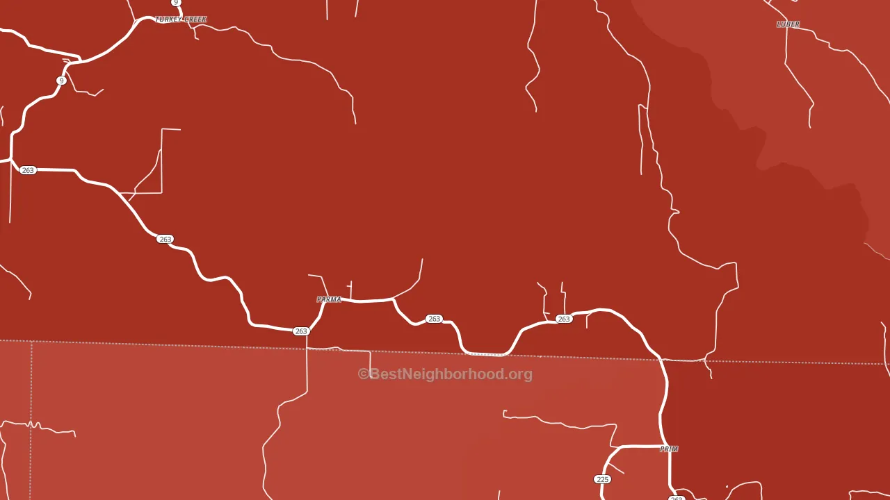 Parma, AR block-group political-lean map