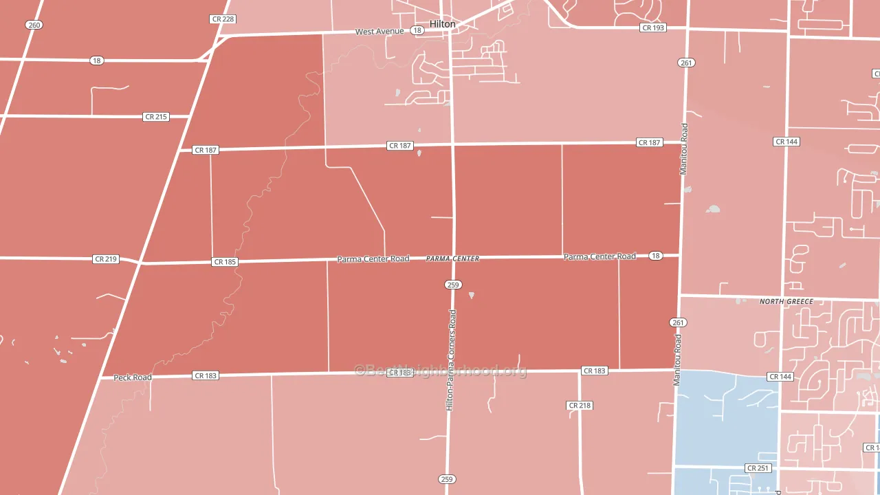 Parma Center, NY block-group political-lean map
