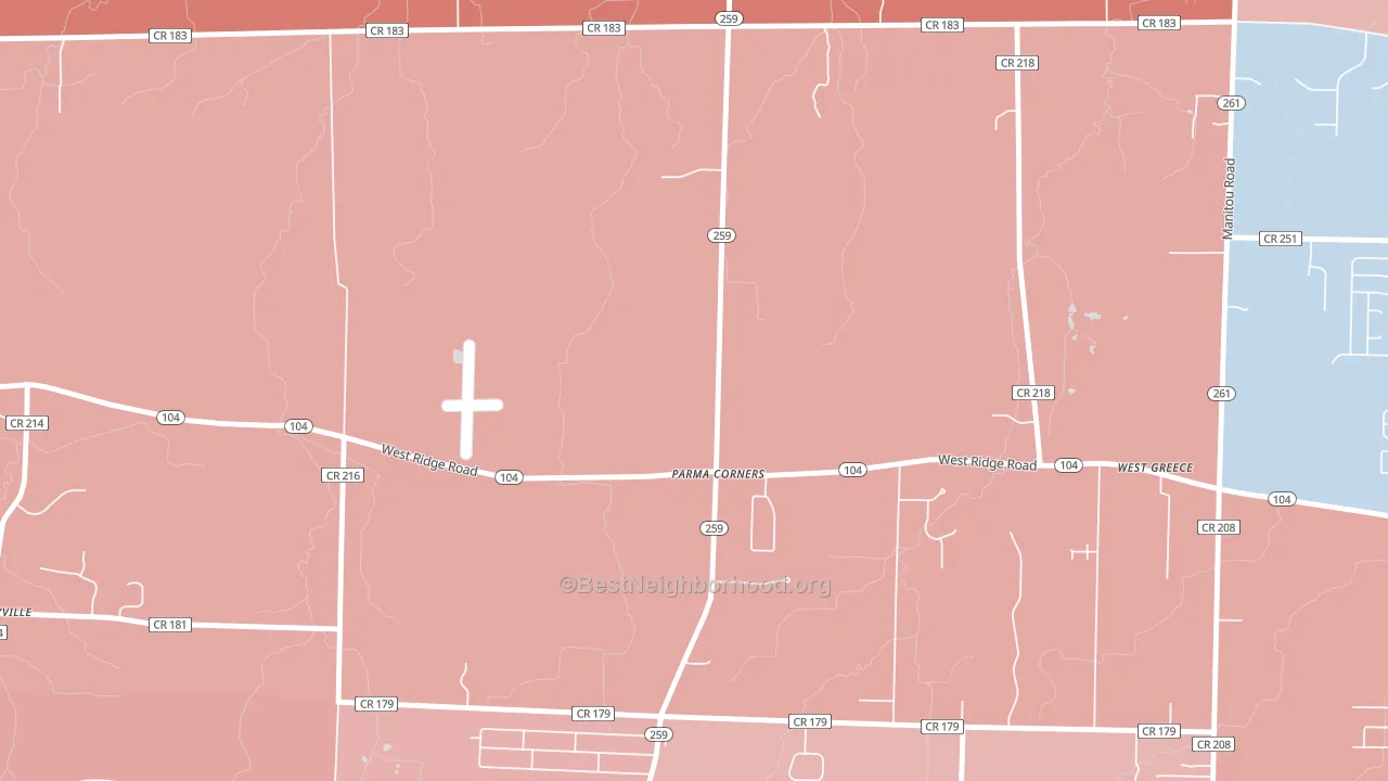 Parma Corners, NY block-group political-lean map