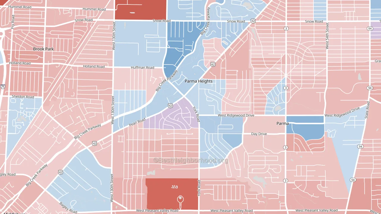 Parma Heights, OH block-group political-lean map