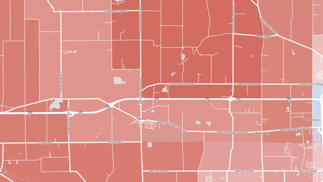 Parma, MI block-group political-lean map