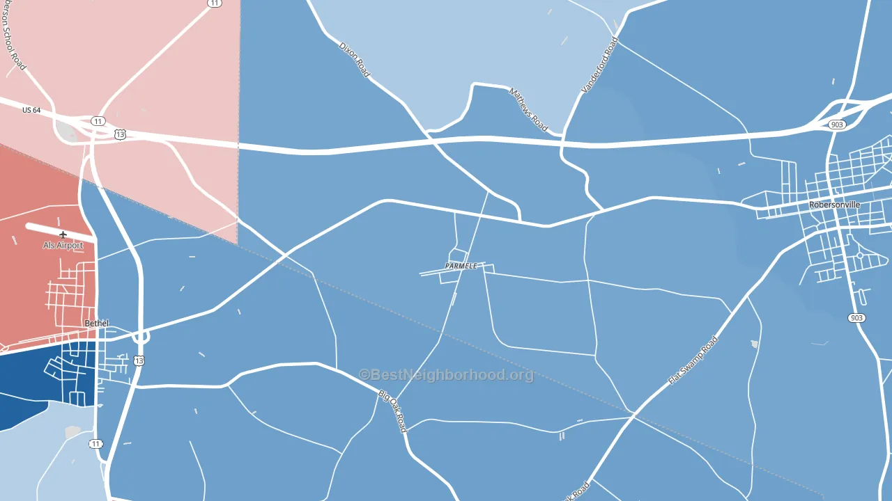 Parmele, NC block-group political-lean map