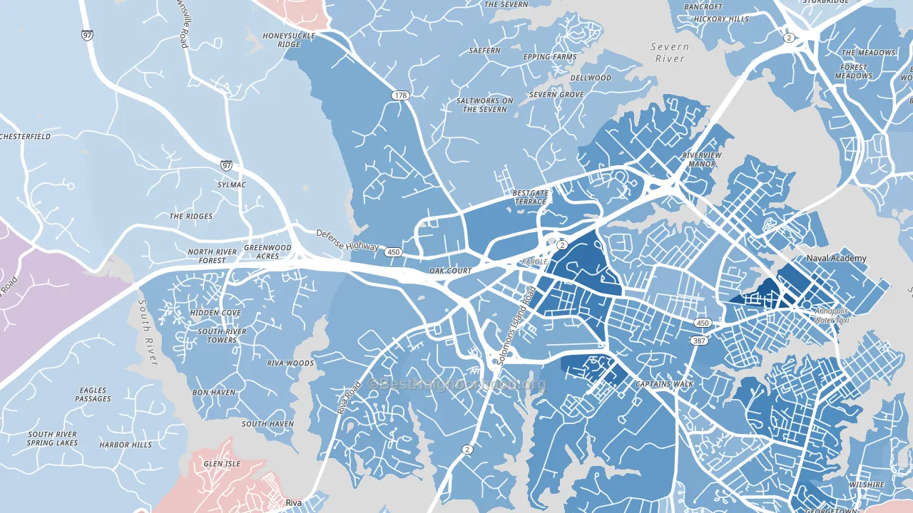 Parole, MD block-group political-lean map