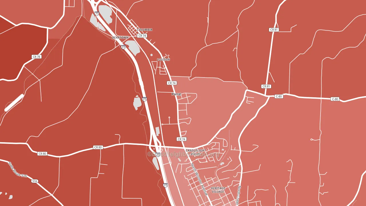 Parral, OH block-group political-lean map
