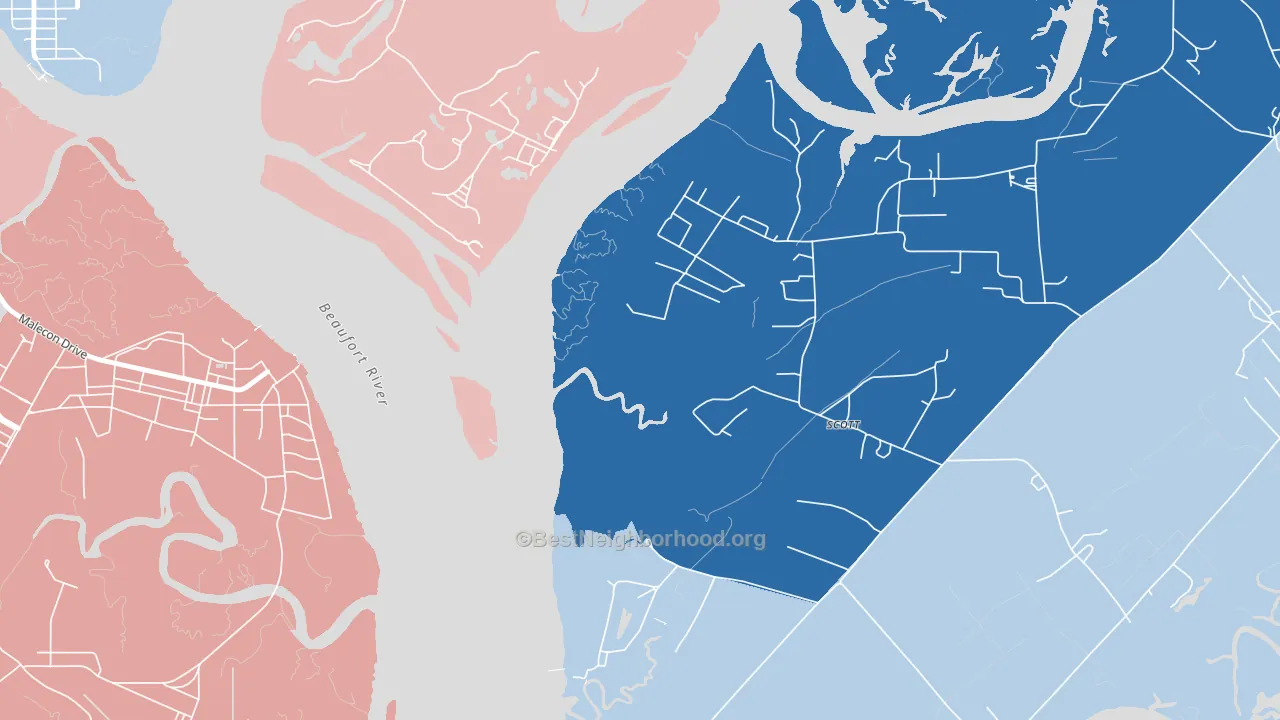 Parris Island, SC block-group political-lean map