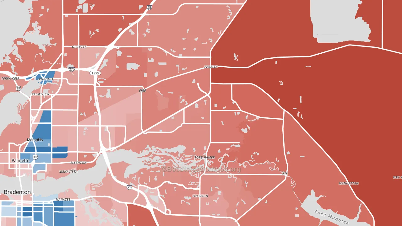 Parrish, FL block-group political-lean map