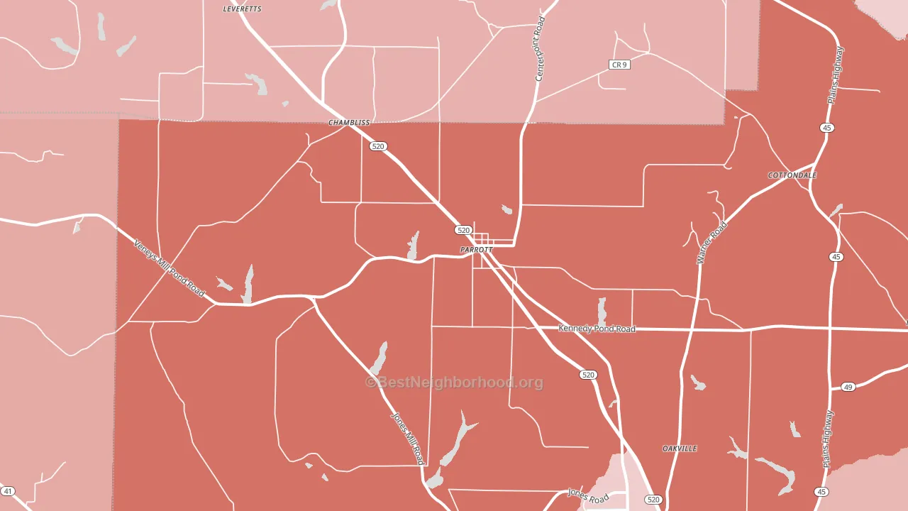 Parrott, GA block-group political-lean map