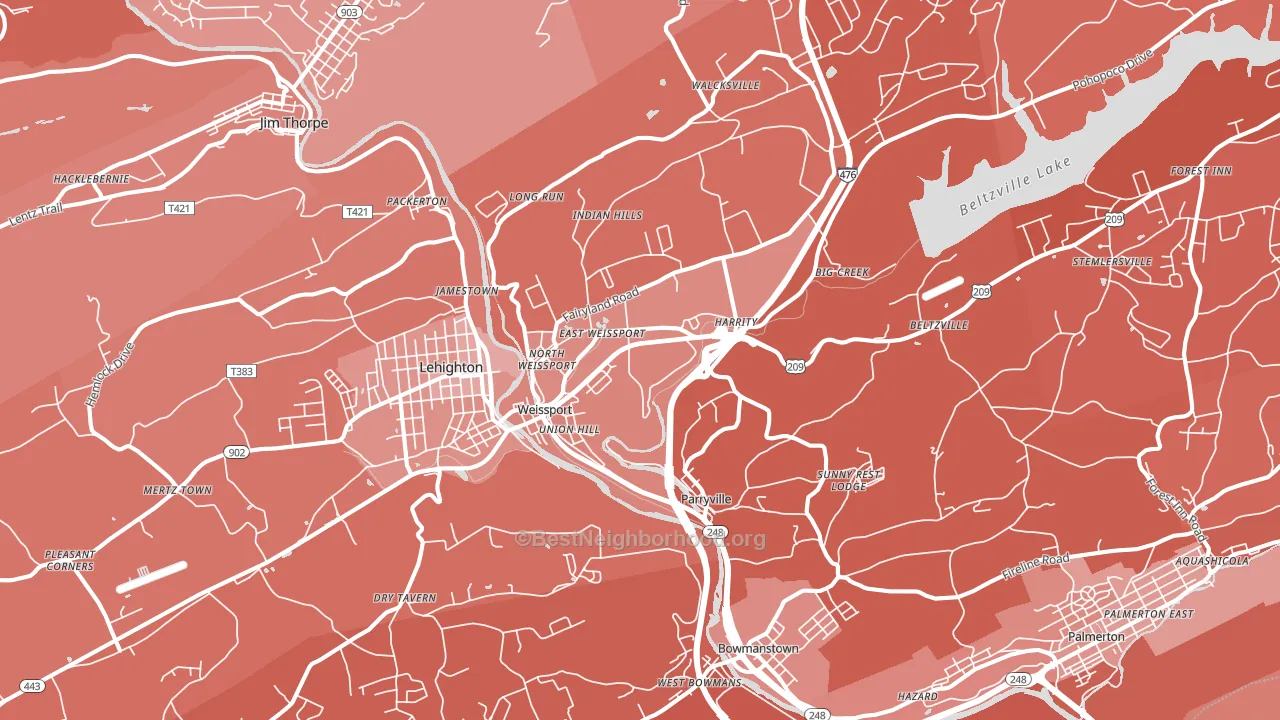 Parryville, PA block-group political-lean map
