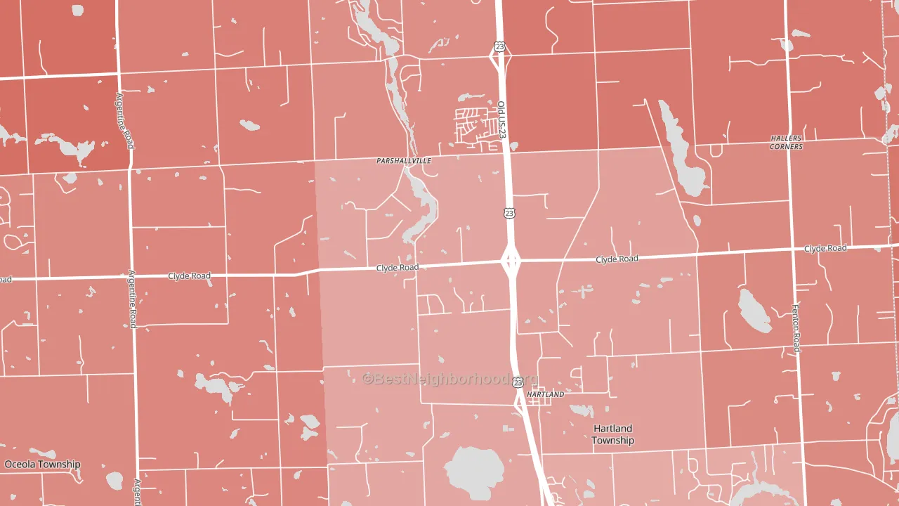 Parshallville, MI block-group political-lean map