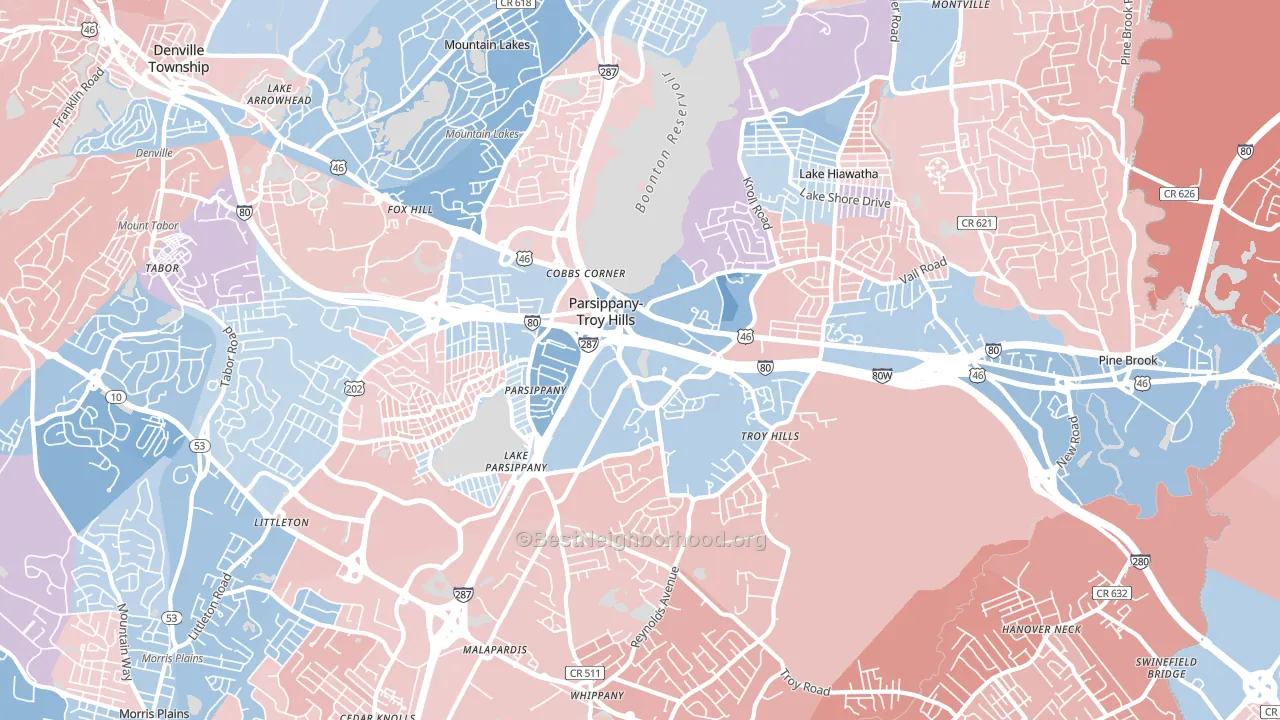 Parsippany, NJ block-group political-lean map