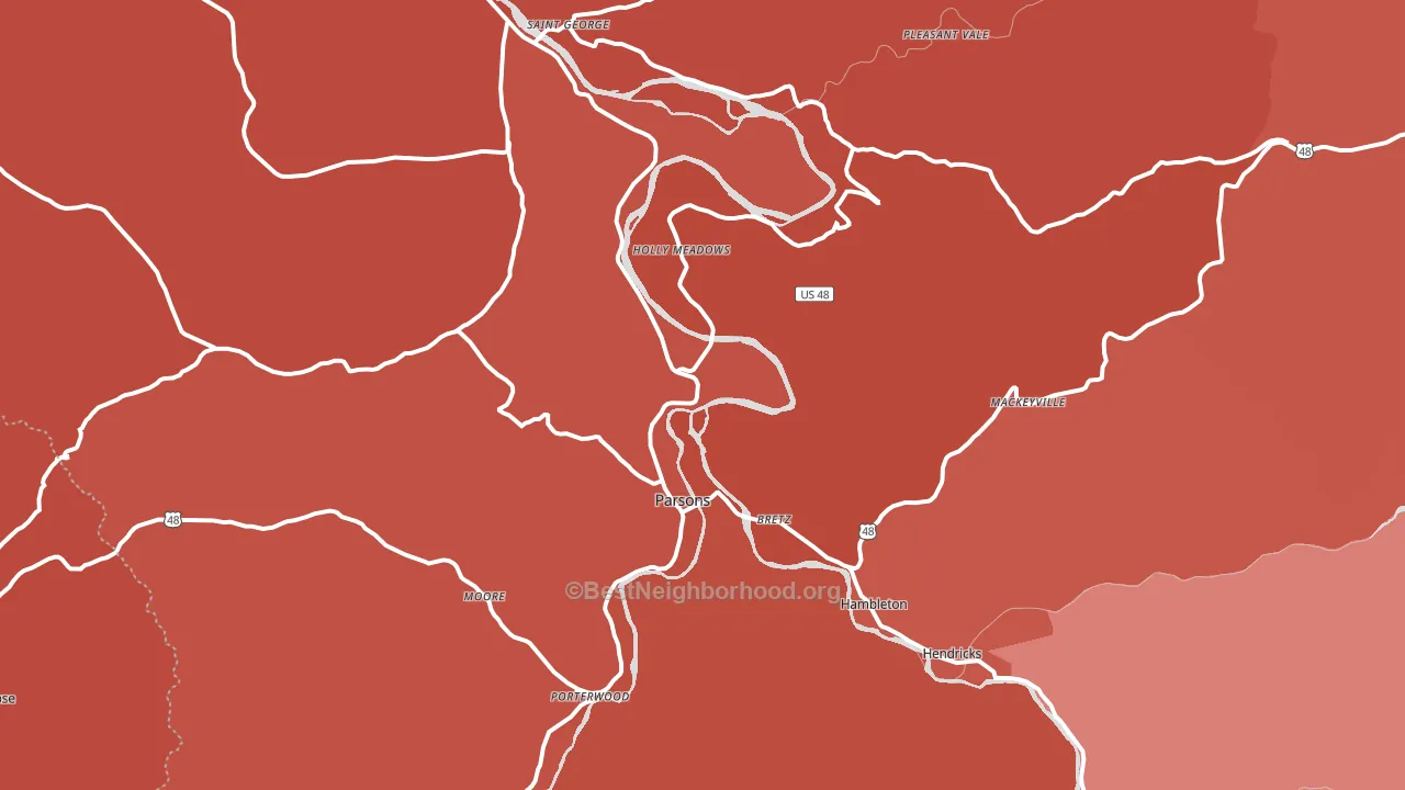 Parsons, WV block-group political-lean map