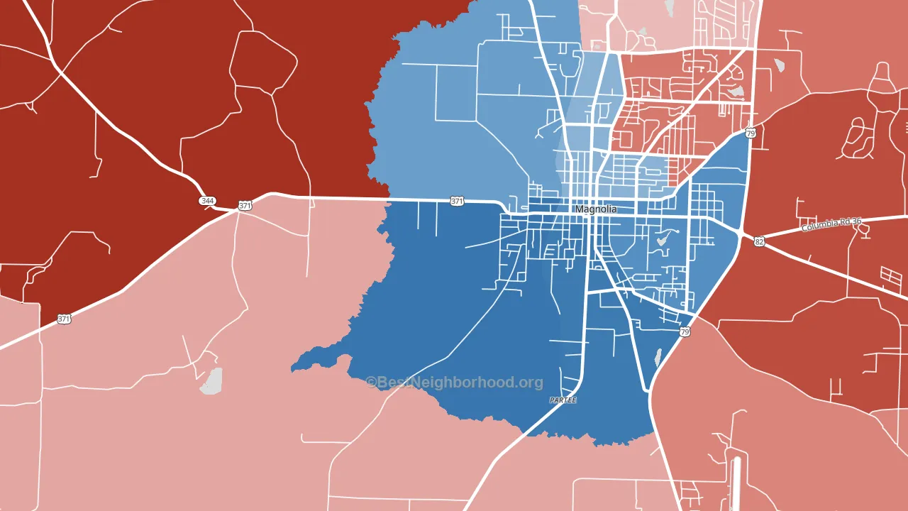 Partee, AR block-group political-lean map
