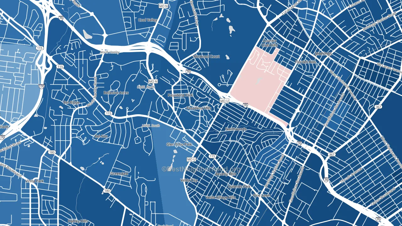 Pasadena Hills, MO block-group political-lean map