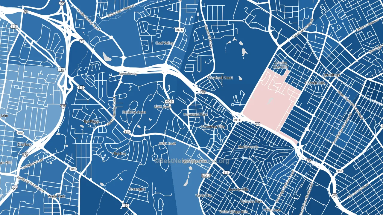 Pasadena Park, MO block-group political-lean map