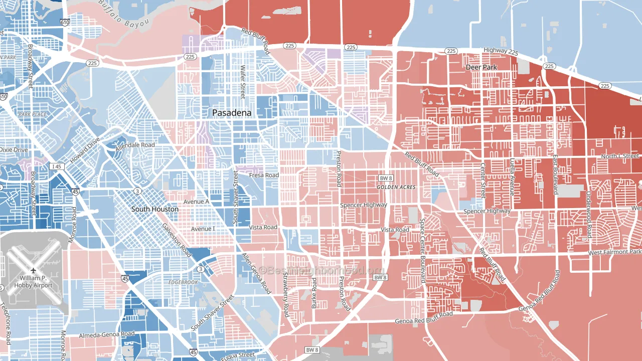 Pasadena, TX block-group political-lean map
