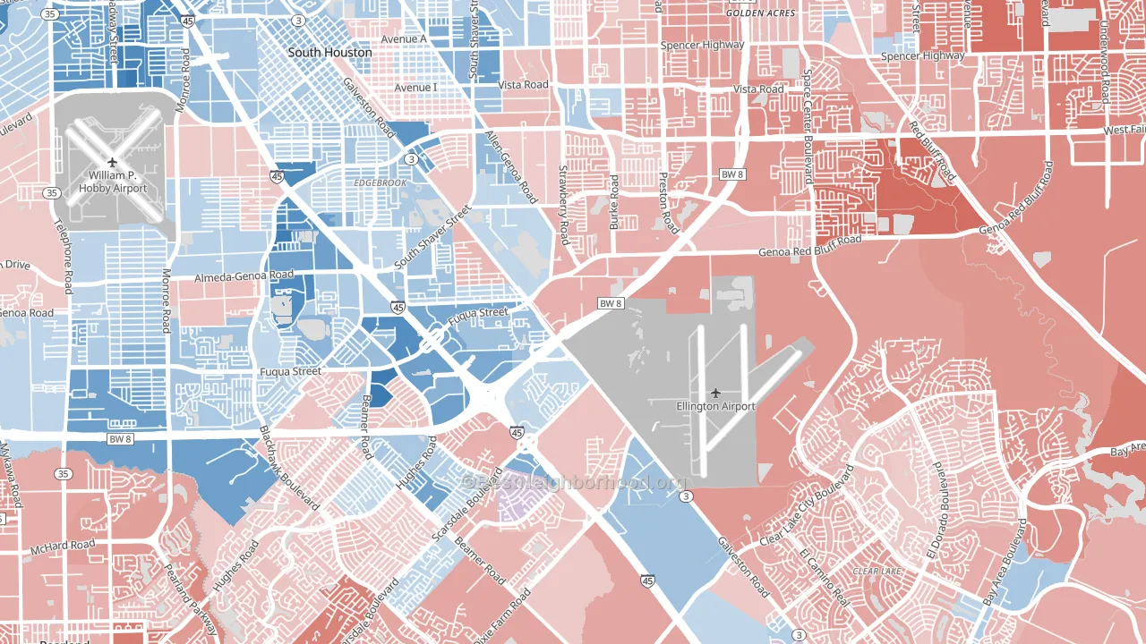 Pasadina, Houston, TX block-group political-lean map