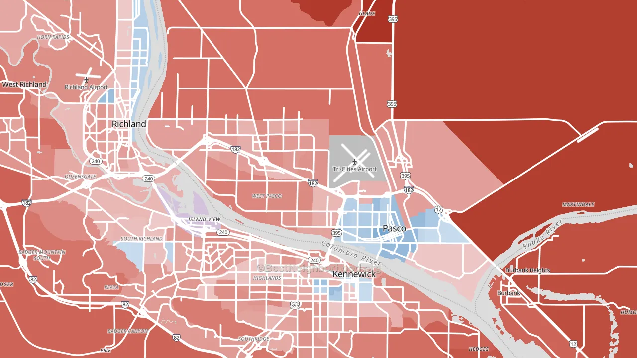 Pasco, WA block-group political-lean map