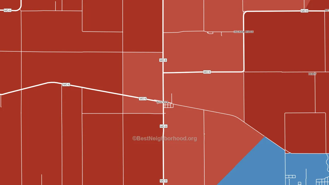 Pascola, MO block-group political-lean map