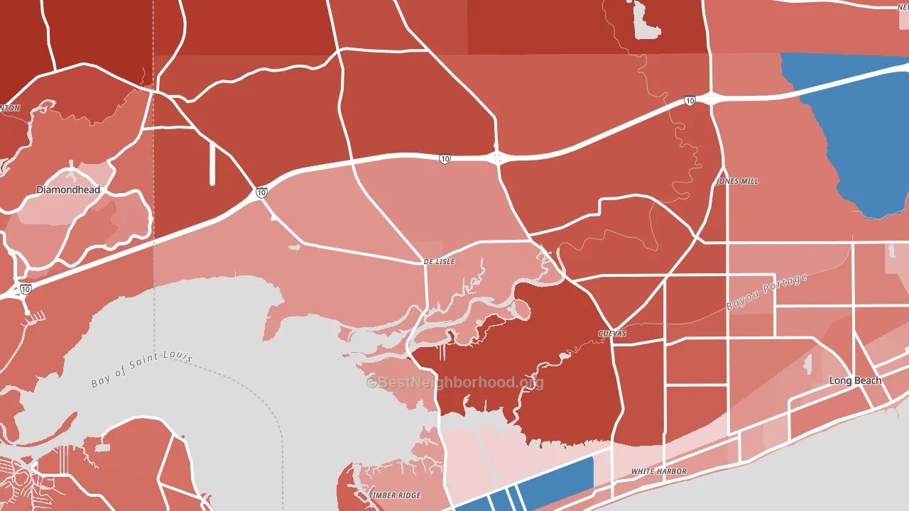 Pass Christian, MS block-group political-lean map