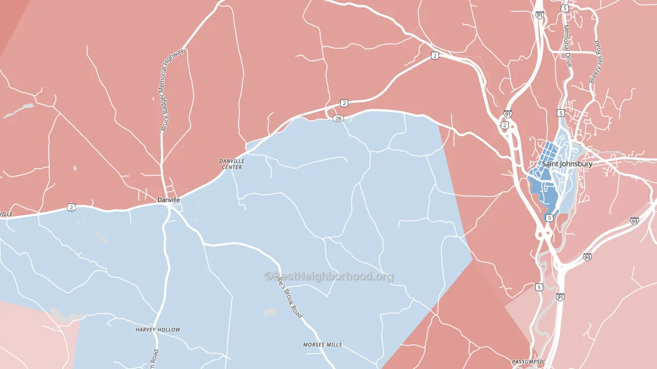 Passumpsic, VT block-group political-lean map