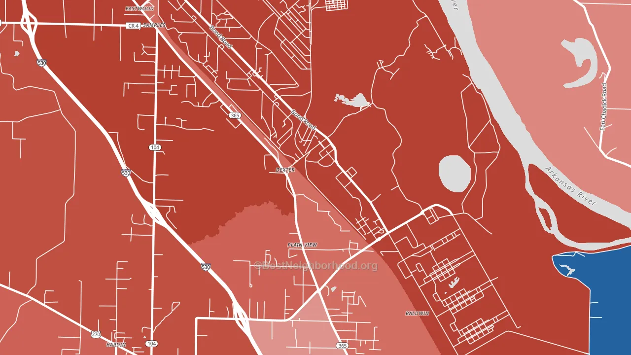 Pastoria, AR block-group political-lean map