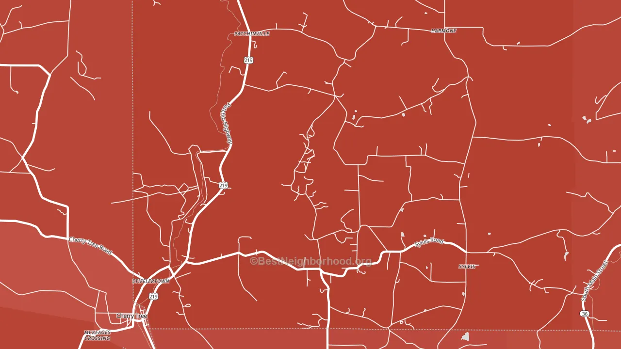 Patchinville, PA block-group political-lean map